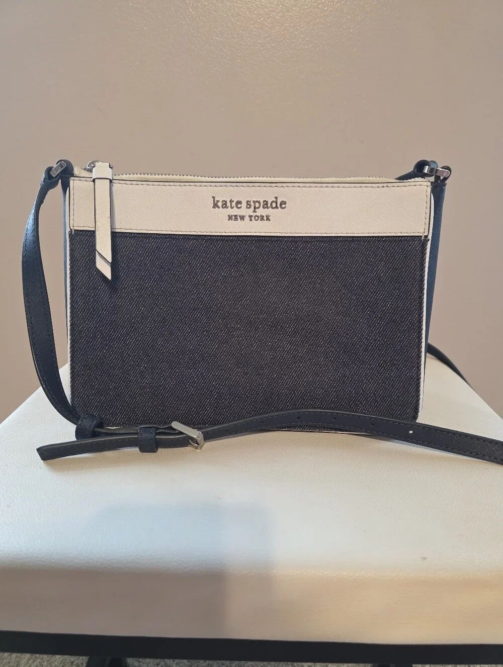 Kate Spade New York Denim And White Crossbody Bag